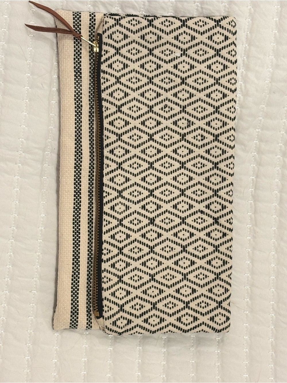 NEW Tribe Alive Foldover Clutch | Fair Trade Brocade Black & Creamy White